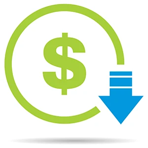 Dollar sign with arrow going downward