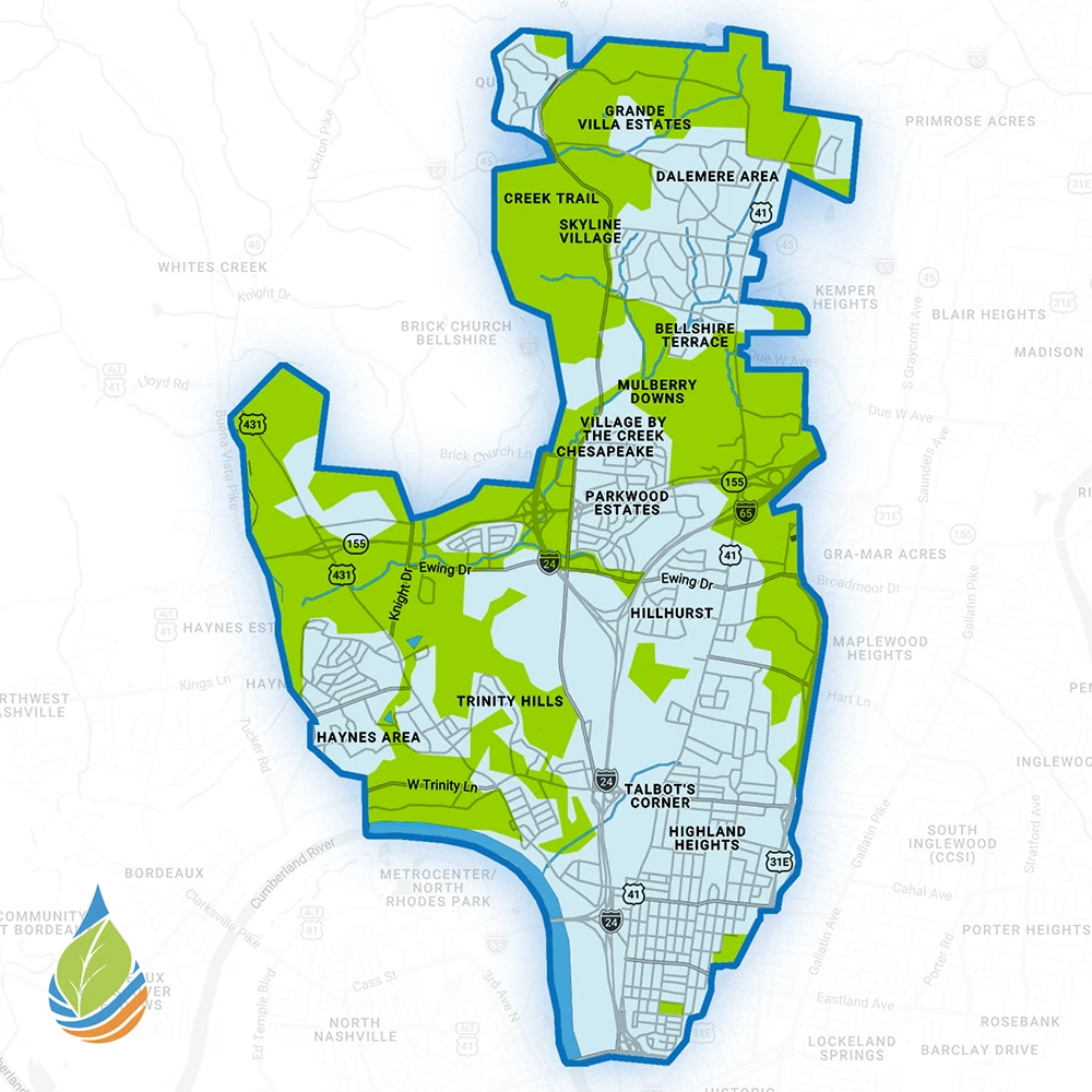 Cumberland Cooling service area map 37207