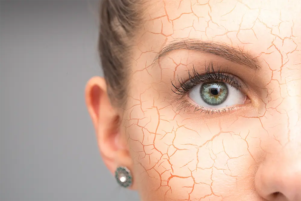 woman with dry skin on face